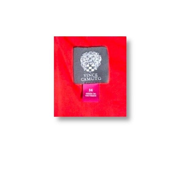 Vince Camuto 14 Red Crepe Midi Dress Cold Shoulder Lined Elegant Cocktail - Picture 7 of 7